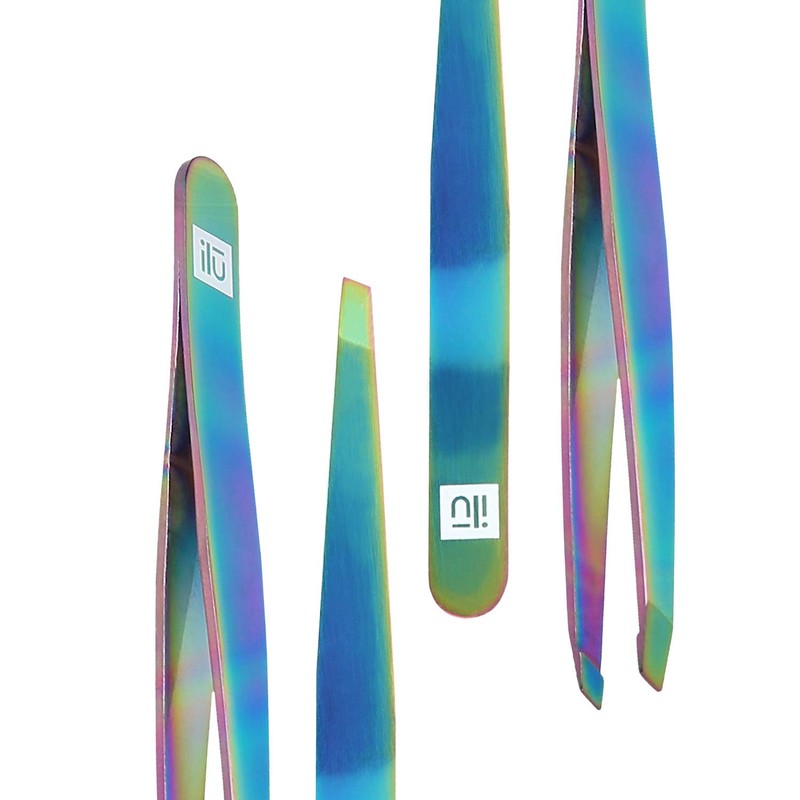 T4B ILU Professional Eyebrow Tweezers Stainless Steel 1pc (Rainbow)