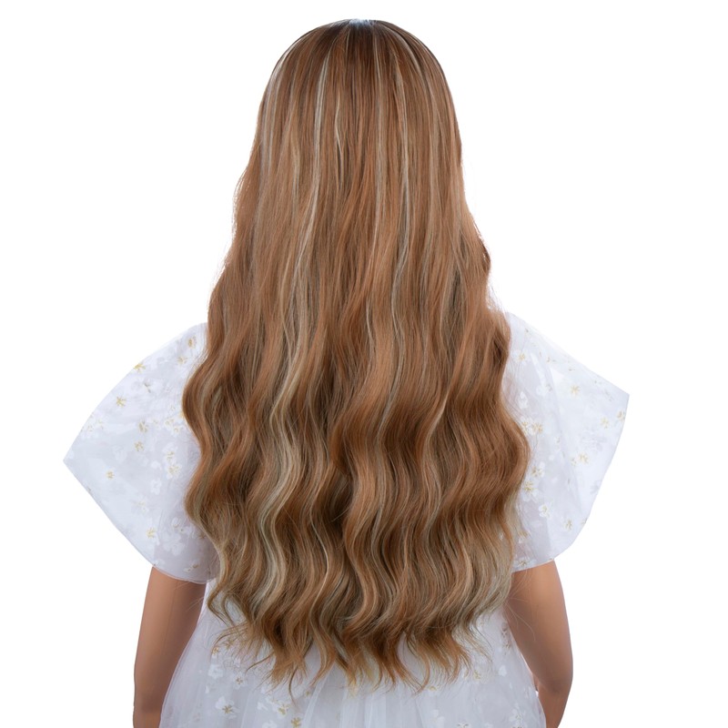 Edivd Girls Copper Wig Children Long Orange Wavy Curly Wig