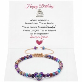 BABORI Birthday Gifts for Women Colorful Jasper Heart Nature Stone Bracelets for Best Friend Sister Daughter Her