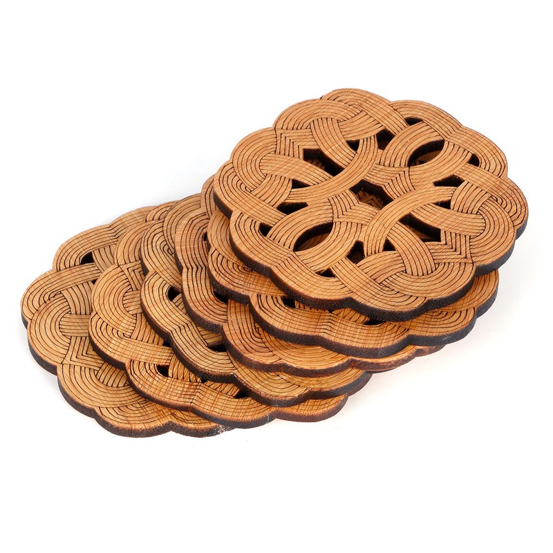 6PCS Bamboo Coaster Teacup Mat AntiScald Heat Insulation Pad Tea