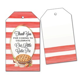 25 Tags for Apples Baby Shower or Fall Birthday Party Favors - Thank You for Celebrating Our Little Cutie Pie - Red Stripes