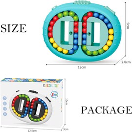 Magic Bean Cube, 2 Pieces Rotating Finger Cube, Intelligence Games, Creative Rotating Cube Toy, Decompression Puzzle Toys for Children, Teens, Adults