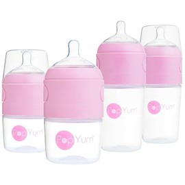 PopYum - Set de Biberones Anticólicos para Bebé para Mezclar Fórmula Multi Etapa, 2 botellas de 5oz/150ml con tetinas de flujo lento #1y 2 botellas de