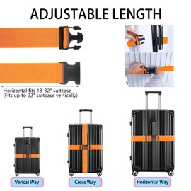 MOLHEM 4 Pcs Luggage Suitcase Straps Set,Thickened Reinforced Heavy Duty Luggage Straps,Adjustable Travelbelt Suitcase Straps (Orange)