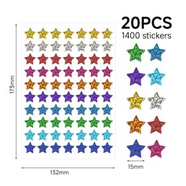 20 Pieces Star Stickers, Glitter Stickers, Kids Star Stickers, Kids Reward Stickers, Colorful Star Stickers, Decorative Stickers