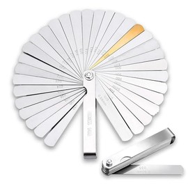 Precision Feeling Gauge Set, 32 Pieces Stainless Steel Valve Gauge for Engine Valve Game, Foldable Measuring Tool for Car, Motorcycle and String Instruments, Includes Protective Case