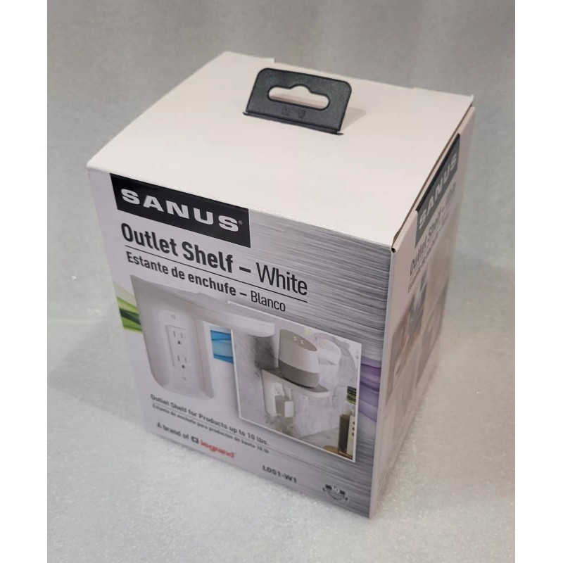 Sanus 1-Gang Specialty Size Outlet Shelf White Plastic Indoor Wall
