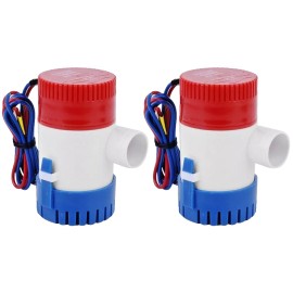 Allzom Two 12V 750GPH Submersible Boat Bilge Pump - 3/4" Hose Outlet, Marine Water Pump