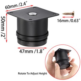 BSTKEY 4pcs Cabinet Legs Height Adjustable Furniture Sofa Support Legs Stainless Steel Table Legs for Sofa Table Furniture Support Feet Adjustable 5cm to 6.4cm Black