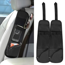 Hovom 2PCS Car Seat Storage Hanging Bag, Multi-Pocket Auto Seat Side Organizer, Multifunctional Mesh Pocket Auto Front Seats Organizer for Phone Wallet Glasses, Universal Car Accessories (Black, 2PCS)
