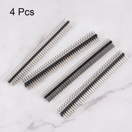 sourcing map Right Angle Header Pin 80P 2 Row 2.54mm Pitch Silver Tone Pin for PCB 4pcs