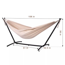 HEAD Classic Canvas Hammock with 9 ft Steel Stand and Head Pillow 450 Pounds Capacity