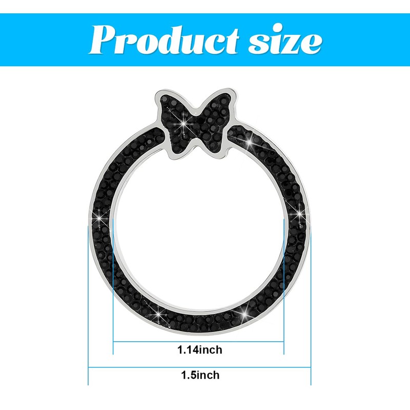 Sandfren Bling Car Engine Start Ring Sticker, Rhinestone Butterfly Vehicle