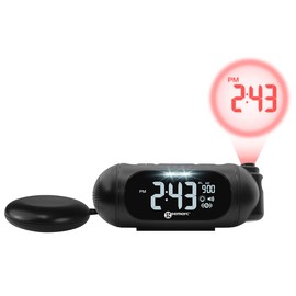 Geemarc WAKE 'N' SHAKE Spot - 95dB Loud Alarm Clock with Bright Flashing Light, Bed Shaker and Projector - USB Charging Port - For the Hard to Wake, Hard of Hearing and Deaf - UK Version