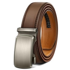 Belt Men,KEMISANT Sliding Ratchet Belt Genuine Leather For Gift Mens Dress Pants Oxfords,Size Adjustable(Tawny,30"-36"Waist Adjustable)