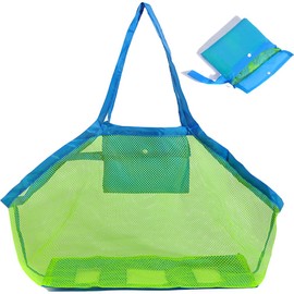 HUITINGJIANYYDS Large Mesh Beach Bag Folding Sand Away Tote Toys Sand Away Tote with Buttonfor Swim Pool Travel Sandy Shoes Wet Towels for Storing Beach Travel Necessity
