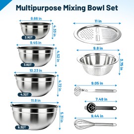YJSLICT Stainless Steel Mixing Bowls with Lid and Colander Set