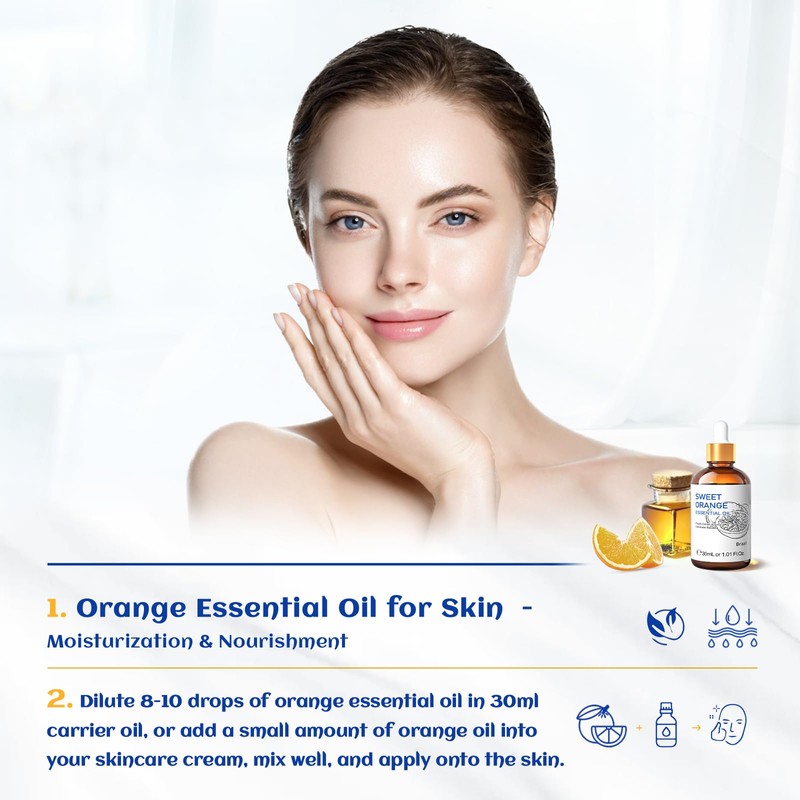 HIQILI 30ML Sweet Orange Essential Oil - Pure and Natural