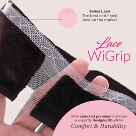 MILANO COLLECTION Wigrip, Premium Lace Wig Band for Women, Fully Adjustable & Reinforced Lace Wig Grip Band by Hairline, Comfortable and Secure Glueless Velvet Headband, Chocolate Brown