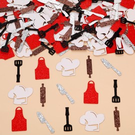 Sursurprise 200Pcs Chef Theme Confetti, Cooking Kitchenware Table Scatters for Birthday Baby Shower Cook Decorations, Baking BBQ Cooker Kitchen Party Decor Supplies