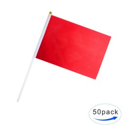 GentleGirl.USA 50 Pack red Flag, Pure Solid red Small Mini Banner Banner Flags Stick, Party Color Decoration Parade Supplies, School, Sports Club, International Festival Celebration