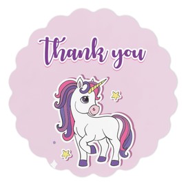 Inkdotpot Pack of 100, Gender Reveal Baby Shower Favors Stickers - Thank You Labels for Baby Shower 2 Inch Unicorn, Girl Theme Envelope Seal Stickers