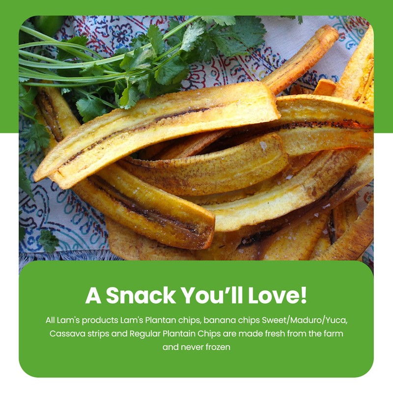 Lam's Plantain chips, banana chips, Sweet || Maduro || Yuca