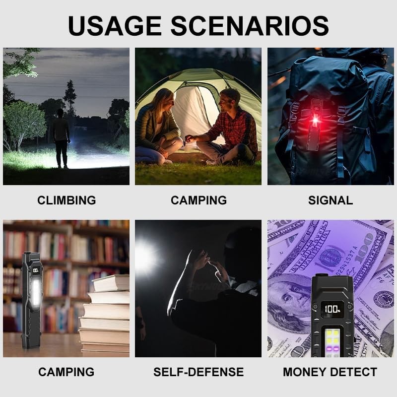 LUXJUMPER Rechargeable Flashlight Magnetic - 700 Lumens Flat Flashlights Rechargeable