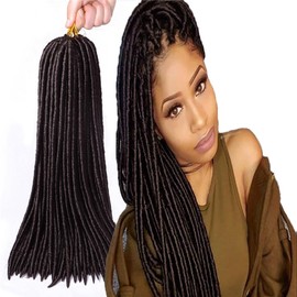 Haolocs 6Pcs/Lot Straight Faux Locs Crochet Hair 18 Inch Soft Pre Looped Dreadlock African Roots Braid Synthetic Braiding Hair Extension for Black Women (#4, 14 Inch)