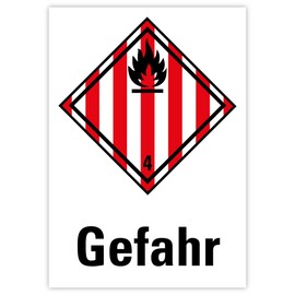 Sticker GHS Symbol Warning Warning "Danger – Flammable Solid Substances Class 4.1" Hazard Symbol Film Made in Germany, Sizes Name: 37 x 26 mm