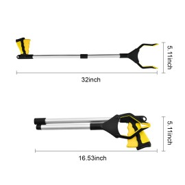 32" Heavy Duty Grabber Tool Pick Up Stick Hand Grip Reach Trash Reacher 2 Pack