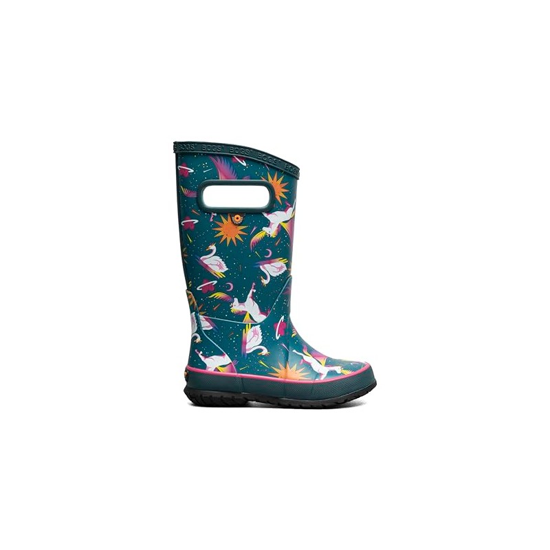Bogs Rain Boot, Teal Multi, 6 US Unisex Big Kid