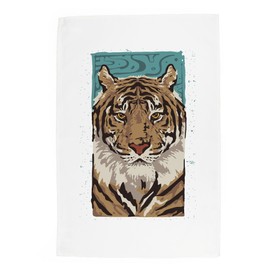 Purely Home Tiger Tea Towel - Painted Artwork Jungle Gifts for Animal Lovers - Panama Cotton Kitchen Dish Towel/Drying Cloth - 67cm x 45cm