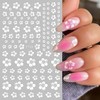 6Pcs White Flower Nail Stickers 3D Self-Adhesive Hibiscus Nail Decals