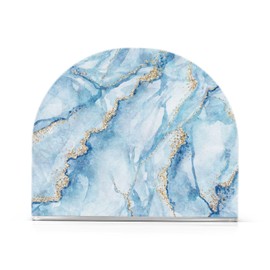 Hezely Napkin Holder, Crystal Clear Acrylic Napkin Holders, Table Standing Napkin Holders for Table, White Blue Marble