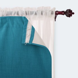 Deconovo Blackout Curtain Liner Thermal Insulated Rod Pocket Curtain Panels with Coating Back Layer Curtains for Living Room 27 Inch x 60 Inch 1 Pair Blue Curtain Hooks Included