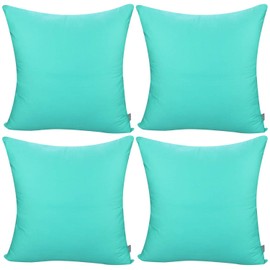 4-Pack Cotton Comfortable Solid Decorative Throw Pillow Case Square Cushion Cover Pillowcase(Cover Only,No Insert)(18x18 inch/ 45x45cm,Green)