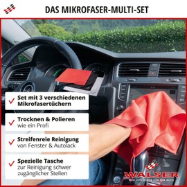 WALSER Microfibre Car Cloths, High-Quality Microfibre Cloth, Car Care, Car Cleaning Cloths, Cockpit Cloths, Perfect Anti-Fog Cloth Car for Streak-Free Cleaning, Microfibre Cloth Car
