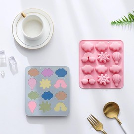 2pcs Silicone Chocolate Mold Trays,Cute Animal Silicone Molds for Chocolate,Adorable Wax Melt Molds,Easy Release Ice Cube Trays,Non-Stick Chocolate Soap Pudding Jello Ice Cube Tray (Cloud,2pcs)