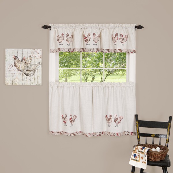 Achim Home Furnishings Henny Window Curtain Kitchen Tier, Multi, 58