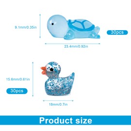 ZIJANG Mixed Mini Resin Animals | 30pcs Resin Ducks & 30pcs Resins Turtles | Resins Animals for DIY Crafts, Miniature Garden Decoration & Home Interior Design