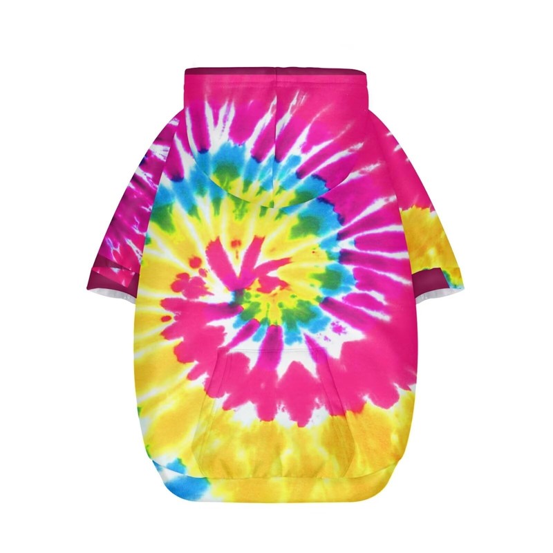 Howilath Dog Hoodie Dog Sweaters with Hat, Tie-dye Rainbow Spiral