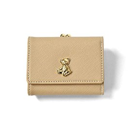 BEIGE Mini Wallet, Faux Leather, Bear, Plate, Trifold