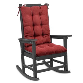 HAVARGO Rocking Chair Cushions Indoor High Back Wooden Rocker Adirondack Chair Cushions, Tufted Patio 1Pc Chair Pad Cushion and 1 Pc Back Cushion Wine Red