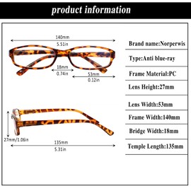 NORPERWIS 6 Pack Ladies Reading Glasses for Women Blue Light Blocking Spring Hinge Fashion Eyeglasses Readers for Women (Mix Color -4, 1.00, multiplier_x)