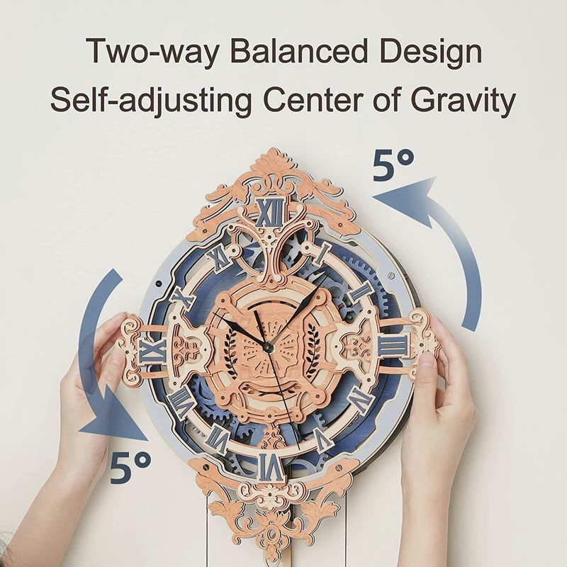 ROKR 3D Wooden Puzzle Wall Clock Model Kit DIY Craft