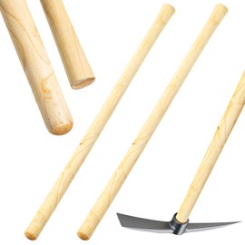 Lasnten 2 Pcs Solid Wood Replacement Handle for Round Eye Hoe 54 Inches/ 137 cm Grub Hoe Handle for Garden Shovel Tool Digging Spading Fork Rake Gardening Weeding, natural