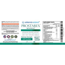 Approved Science Prostarex - Prostate Supplement - Saw Palmetto, 1200mg Beta-Sitosterol, Bioperine - 540 Capsules - 6 Month Supply