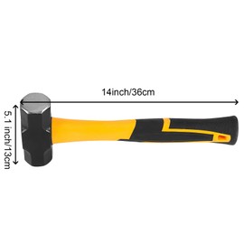 HOIGON 2 Pack 3 Lb Sledge Hammer, 14 Inch Pro-grade Sledge Hammer Tool Set with Fiberglass Handle, 1.6kg 48oz Heavy duty Stoning Club Hammer for Carpentry, Construction, Mechanic Work