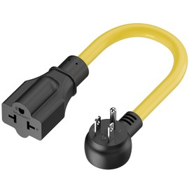 Heavy Duty 4 in 1 NEMA 5-15P Adapter Cord 12AWG, Plugrand NEMA 5-15P to 5-15R, 5-20R, 6-15R, 6-20R Adapter Cable, 15A/125V Household AC Plug to 20 Amp T Blade Extension Cable